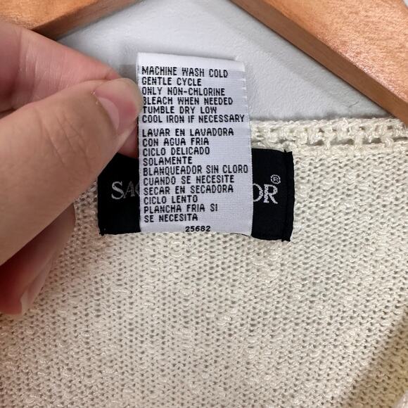 Vintage Sag Harbor Boulce Knit Cardigan Classic Prep Ecru Cream Sz XL Timeless - Picture 4 of 9
